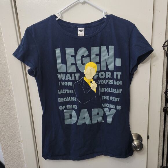 How I Met Your Mother TeeFury T-Shirt Womens XL Navy Blue Legen-wait for it-dary - Picture 1 of 6